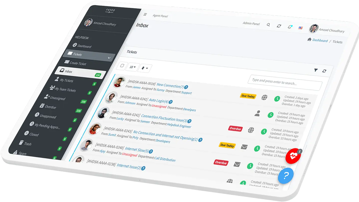 screenshot of Faveo Helpdesk